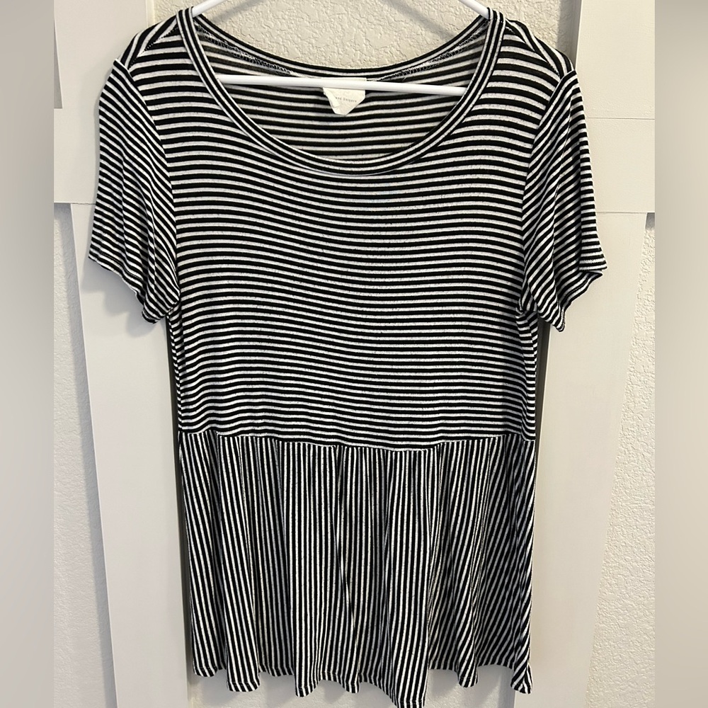Boutique‎ Striped Peplum Top